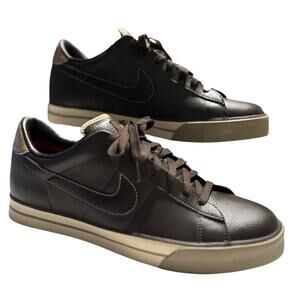 Nike Brown Leather Logo Low Top Brown‎ Laces Athletic Sneakers Size 11.5